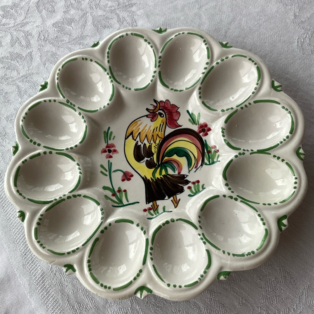 Vintage Italian Hand Painted Egg Plate